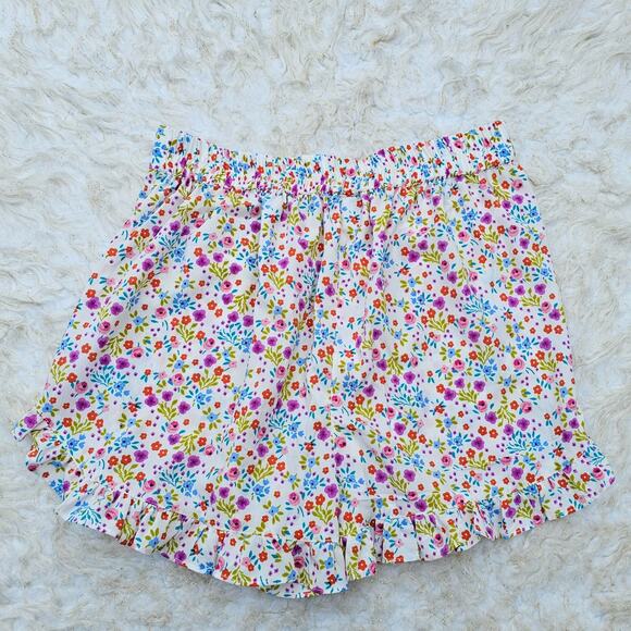 Ditzy Floral Ruffle Shorts TopShop Size 4 White Multi Rainbow Girly Flirty  NWT - Picture 7 of 8